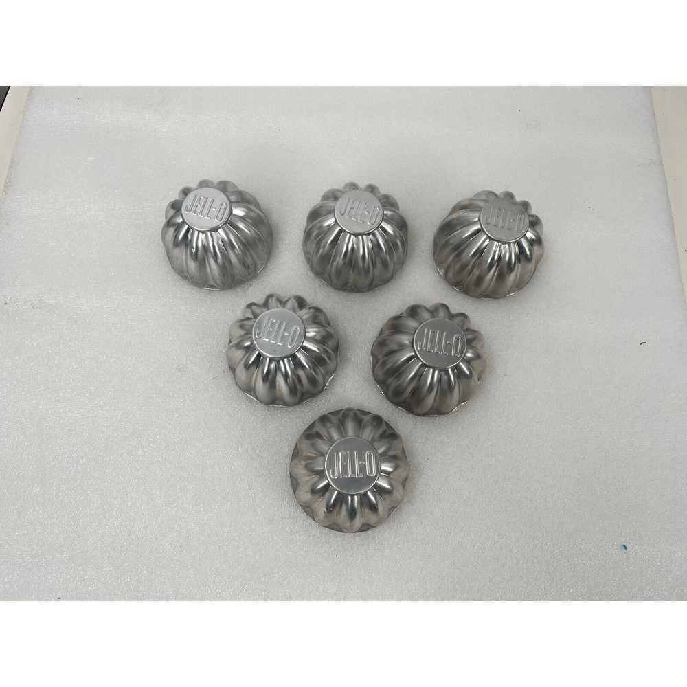 Vintage Aluminum JELL-O Individual Fluted Jello Molds Baking Tins Set Of 6